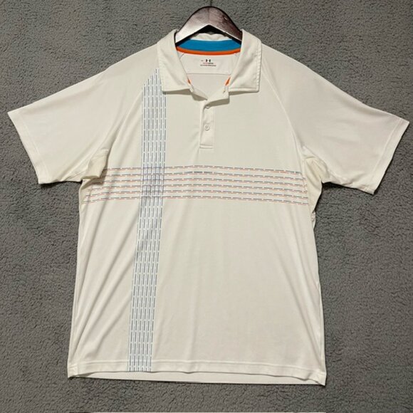 Under Armour Golf Polo Mens XL HeatGear Loose White Athletic Golf Shirt Preppy - Picture 15 of 15